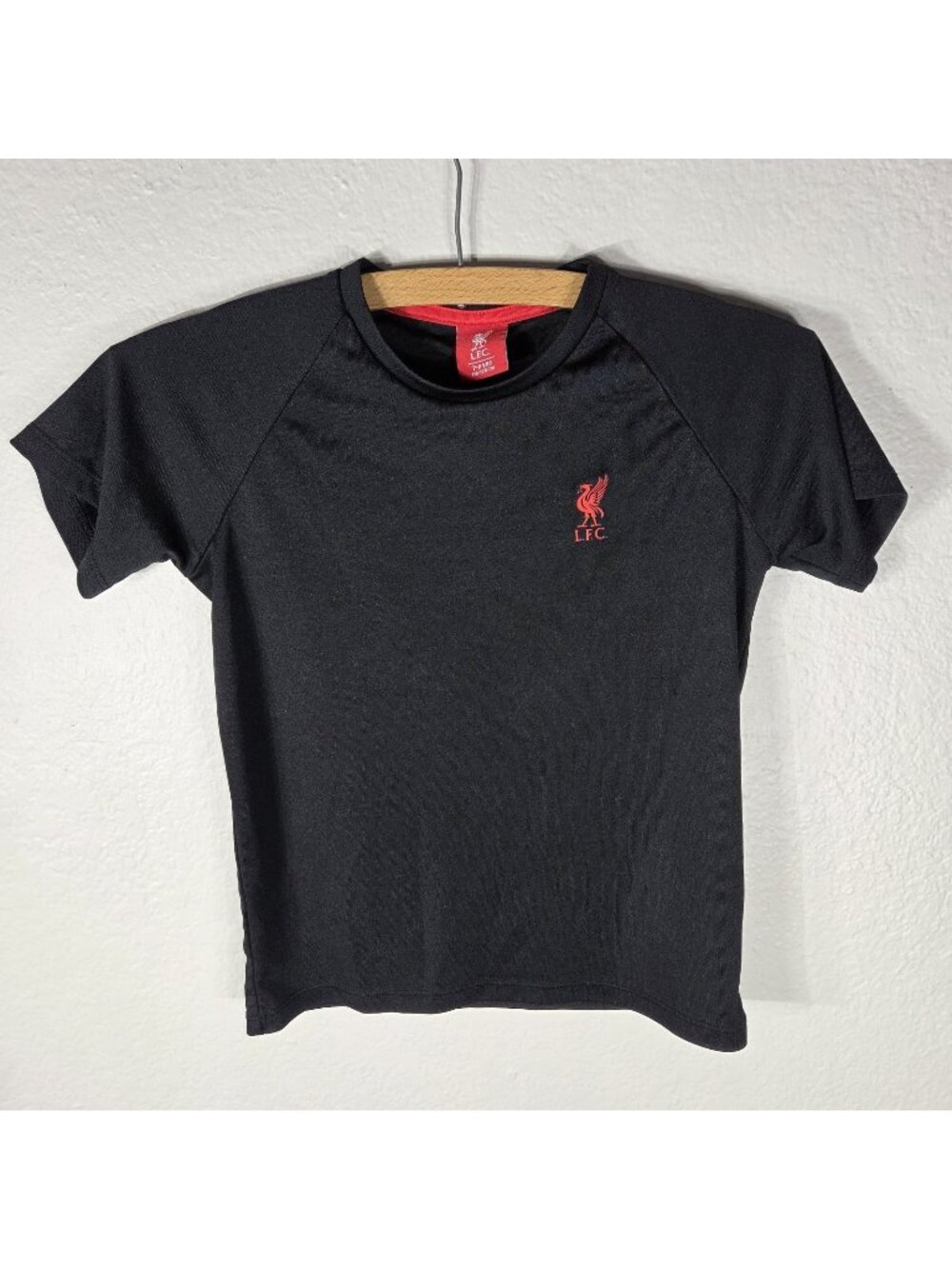 Liverpool FC T-Shirt Black Liverbird Emblem Boys Size 7-8Years Official Soccer